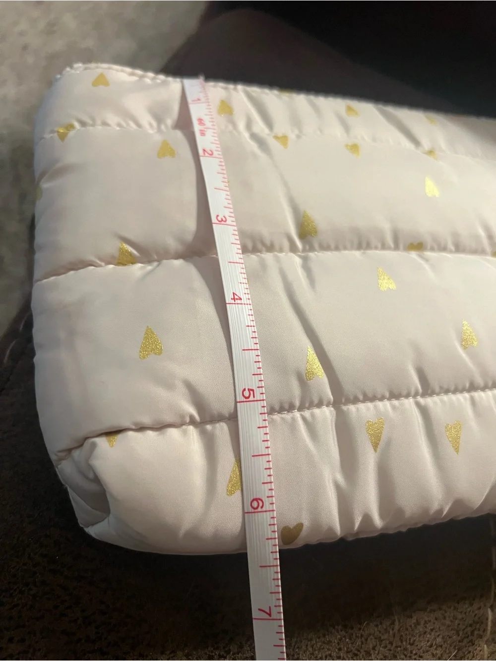Women's White Wristlet Quilted Clutch with Gold Heart Accents